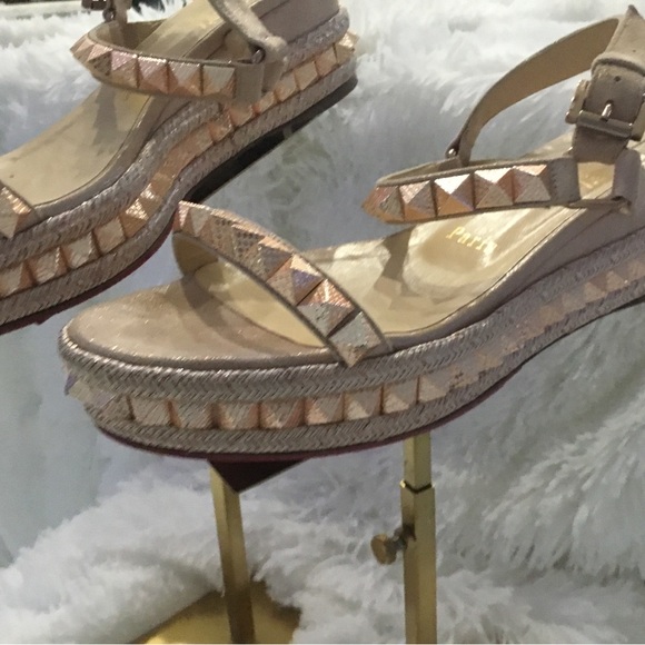 Christian Louboutin Beige Studded Sandals - Picture 5 of 12